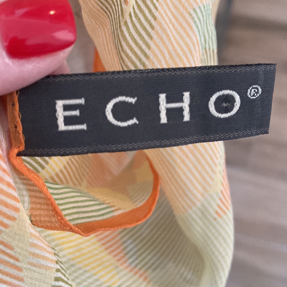 Echo Falling Leaf Print Rectangular Silk Scarf - image 4